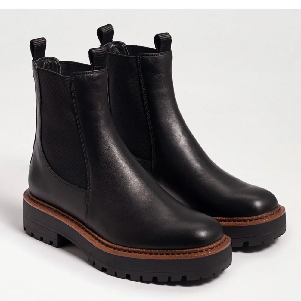 Sam Edelman Laguna Chelsea Boot, Lug Sole, Black Leather, Weatherproof, Sz 9.5 M - Picture 13 of 14